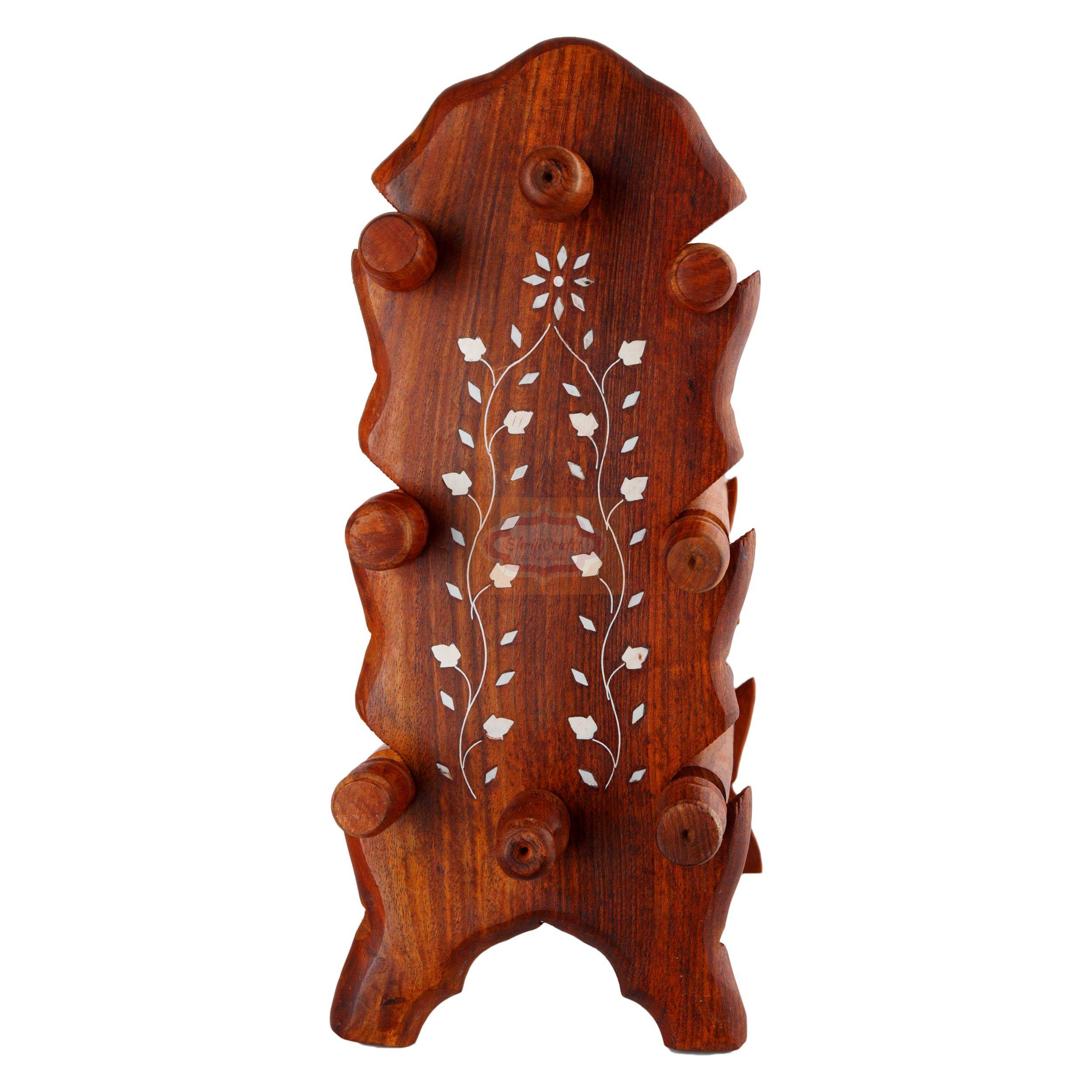 Beautiful handcrafted tree-style wooden bangle stand with an elegant brown finish - View 5