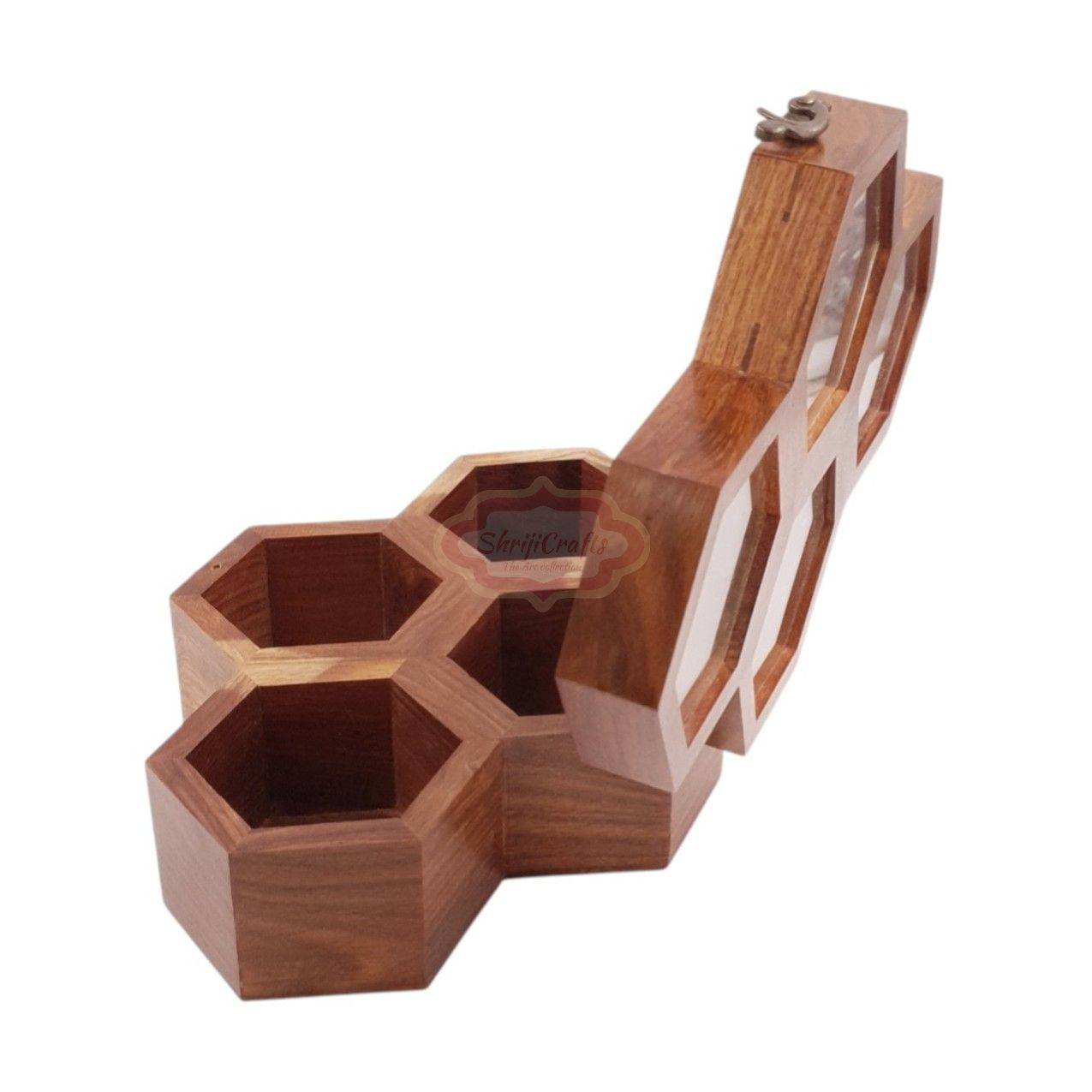 Handcrafted wooden watch box with 4 dedicated compartments - View 8