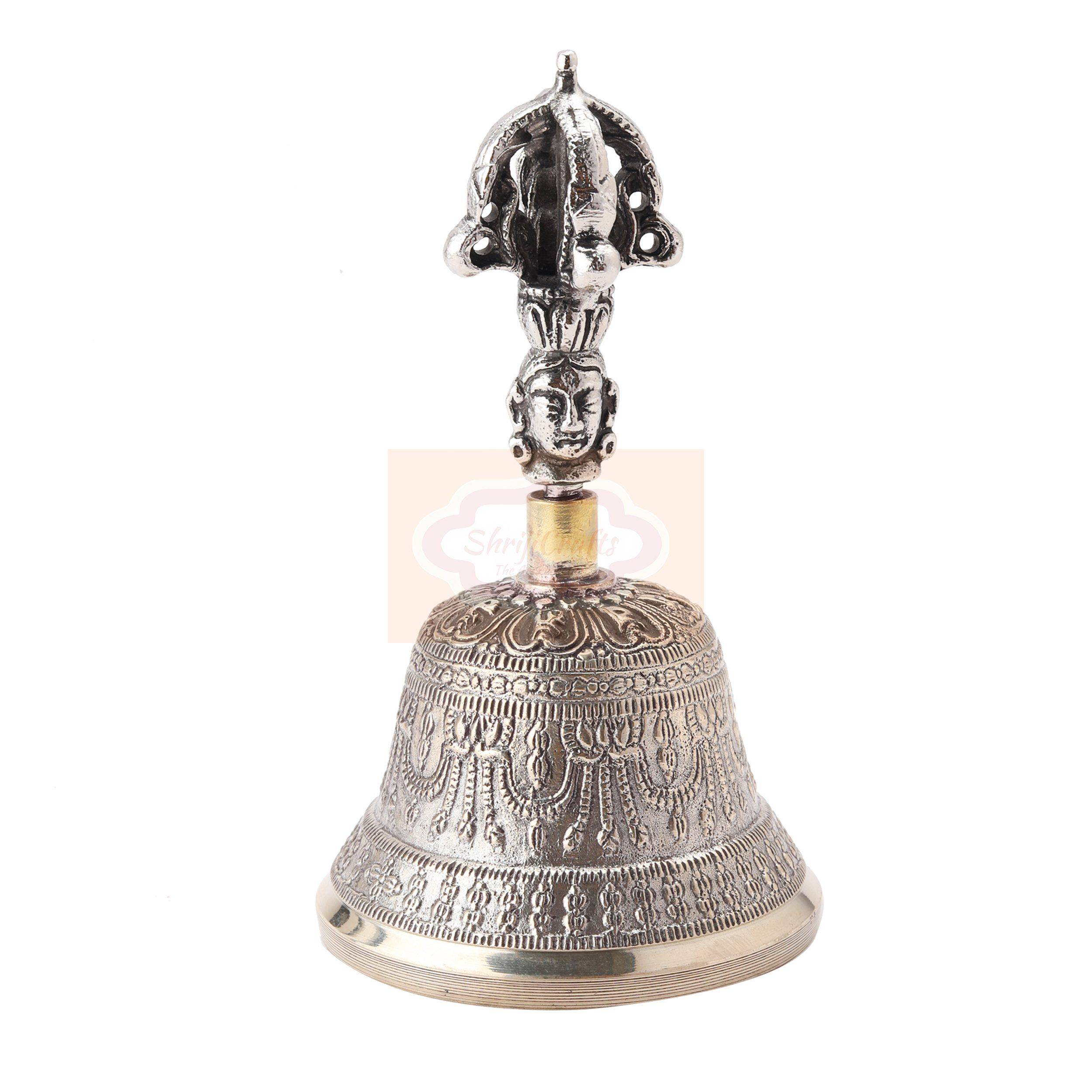 Handcrafted Tibetan prayer bell with intricate traditional detailing - View 5