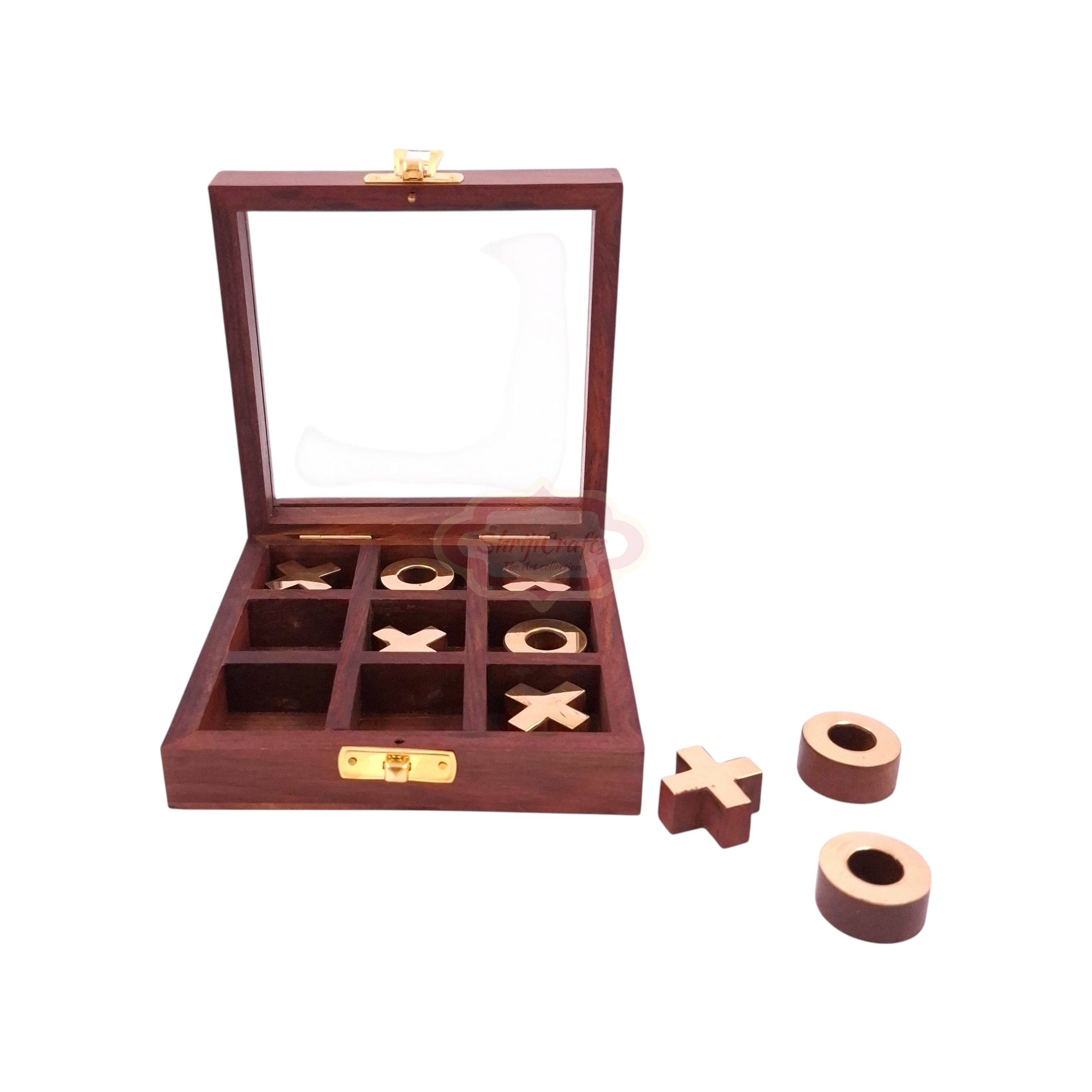 Tic Tac Toe with this handcrafted wooden game made from premium Sheesham Indian Rosewood - View 2