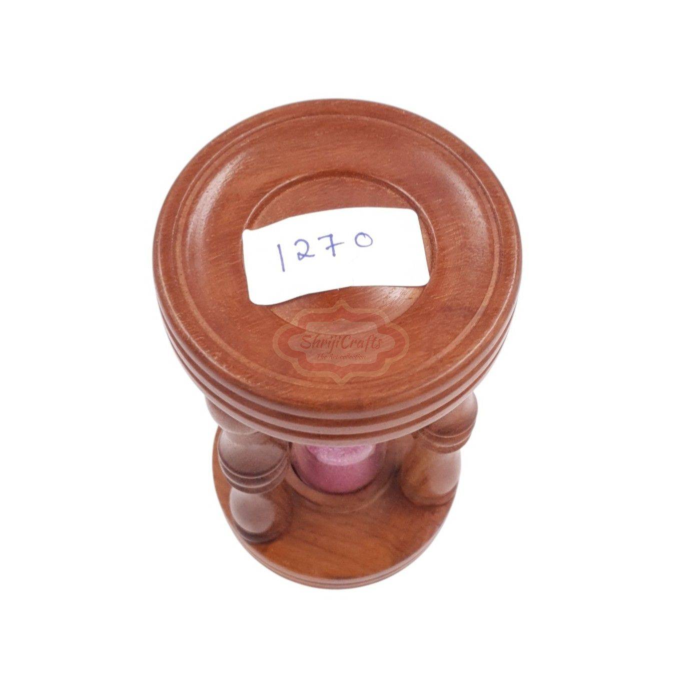 Handcrafted wooden sand timer with a durable glass center - View 2