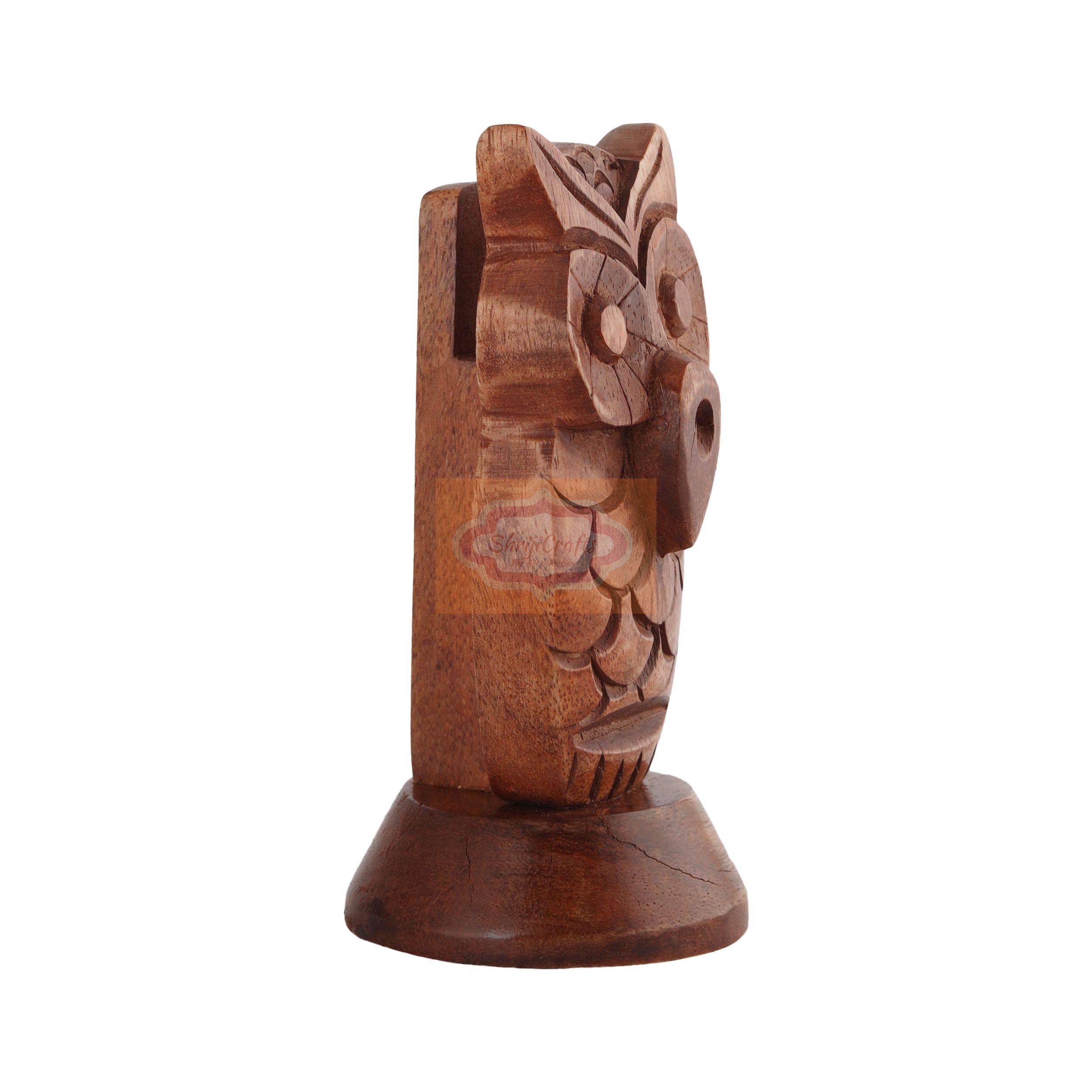 Handcrafted wooden spectacle holder featuring a charming owl-inspired design - View 6